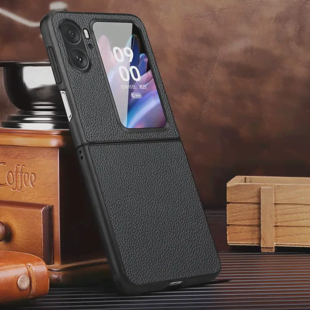 Чехол из натуральной кожи для OPPO Find N2 Flip Case Роскошный складной чехол для Find N2Flip Cover с полной защитой корпуса-0