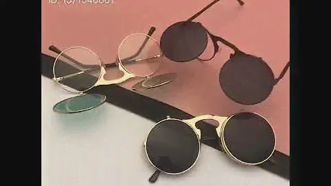 Round retro indie flip up lens steampunk sunglasses